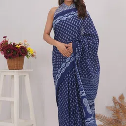 Shivanya Handicrafts Floral Pure Cotton Block Print Saree-image-87