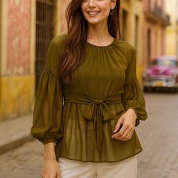 CORSICA Women Olive Solid Regular Tops-picture-14