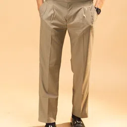 Hidden Loops Men Smart Loose Fit Pleated Trousers-image-78