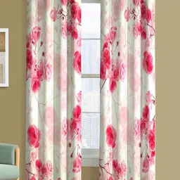 Steve & Anderson Bliss Rose And White 2 Pieces Floral Printed Door Curtains (7 Feet)-45