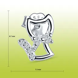 DEVASHREE 925 Silver Rhodium-Plated Cubic Zirconia Studded Contemporary Shaped Studs image 2
