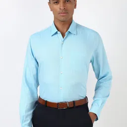Peter England Men Spread Collar Solid Polycotton Formal Shirt-image-42