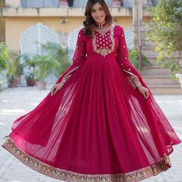 Tilton Women Georgette Sequins Embroidered Flared Gown With Heavy Dupatta-picture-3