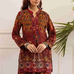 Nehamta Ethnic Motifs Printed Mandarin Collar A-Line Kurta With Palazzos image 5