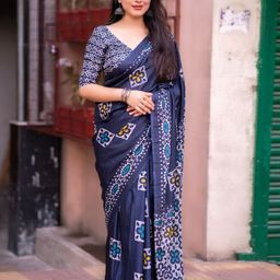 Mitera Batik Silk Blend Saree-image-78