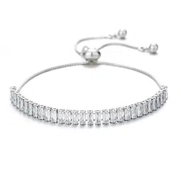 Peora Silver Plated Baguette Crystals Stone Studded Adjustable Wraparound Bracelet image 5