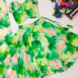 BAESD Girls Printed Tie and Dye Ready to Wear Lehenga & Blouse With Dupatta-picture-12