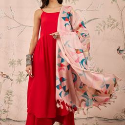 InWeave Women Regular Kurta with Palazzos & With Dupatta-3