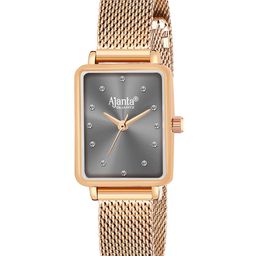 Ajanta Quartz Women Brass Patterned Dial & Stainless Steel Straps Analogue Watch AWC128ESL -01-22