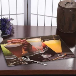 REVEXO 6Pc Red& Yellow Printed Rectangle Costers & Table Placemats image 5