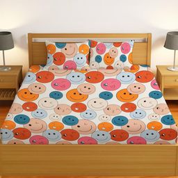IVAZA Orange 300 TC Queen Bedsheet with 2 Pillow Covers-image-83