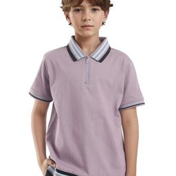 RARE ONES Boys Solid Polo Collar Cotton T-shirt-image-13