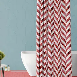 ArtzFolio White & Red Geometric Printed Waterproof Shower Curtain-14