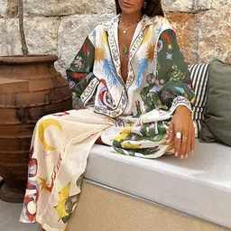 all about you Quirky Printed Notched Lapel Collar Shirt & Palazzos-image-19