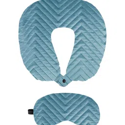 Lushomes Blue Set of 2 Faux Velvet Travel Pillow-36
