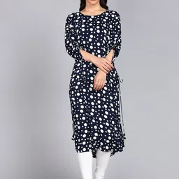 Jaipurite Polka Dot Printed Boat Neck Straight Kurta-picture-6