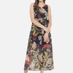 Moda Rapido Floral Print Georgette Maxi Dress-image-101