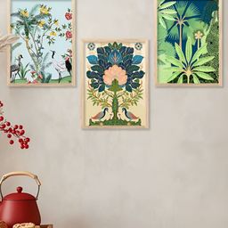 Kotart Brown & Green 3 Piece Floral and Botanical Wooden Wall Arts-picture-44