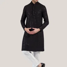 DEVOILER Men Sequinned Grandeur & Majestic Artwork Kurta-image-7