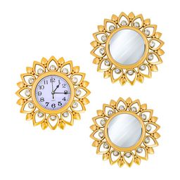Aura Gold-Toned & White Embellished Vintage Wall Clock-17