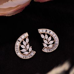 ATIBELLE Gold-Plated Kundan Studded Contemporary Shaped Studs-22