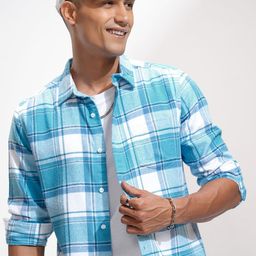 HIGHLANDER Men Slim Fit Opaque Checked Casual Shirt-image-61