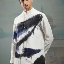 ASUKA Frosted Euphoria Abstract Printed Thread Work Chanderi Silk Kurta With Trouser image 4