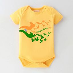 BLUSHES Infants Independence Day Theme Printed Pure Cotton Half Sleeve Bodysuit-image-72
