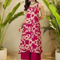 InWeave Floral Printed Shoulder Strap Kurta With Palazzos-picture-25