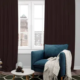 Parda Online Brown Set of 2 Black Out Window Curtain-17