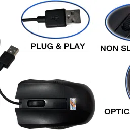 MAJESTIC BASKET Wired Optical USB Mouse Alongwith Anti Skid Mouse Pad With Ergonomic Design For Notebook, Laptop, Computer Etc. Combo Set image 2