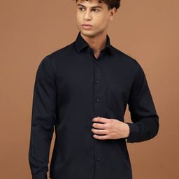 Richlook Men Comfort Spread Collar Solid Cotton Formal Shirt-image-38
