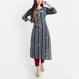4u Fashion Women Striped Cotton Kurtas-48