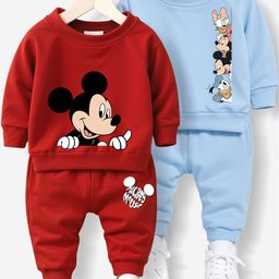 x2o Kids Pack of 2 Mickey & Friends Graphic Printed Sweatshirt With Joggers-40