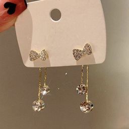 Celestria Artificial Stones Studded Tasselled Korean Drop Earrings-32