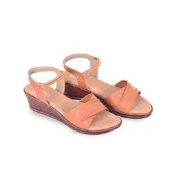 M MISAZH Women Textured Open Toe Wedge Heel Sandals-58