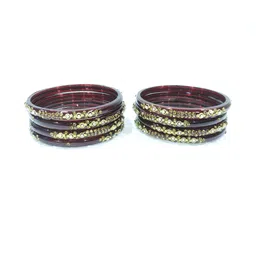 SAVORADE Set Of 8 Red Glass Bangle-picture-11