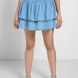 SF JEANS by Pantaloons Pure Cotton Flared MiniSkirt-53