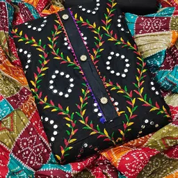 Ishin Floral Embroidered Pure Cotton Unstitched Dress Material-image-30