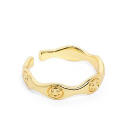 Carlton London Gold Plated Adjustable Smiley face Engraved Band Ring-image-66