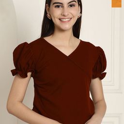 Tromko Women pack of 2 Solid Sweetheart Neck Peplum Top-image-54