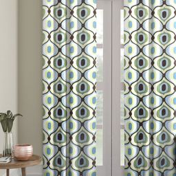 Myntra Elegant Homes White & Green Set of 2 Geometric Room Darkening Door Curtain-12