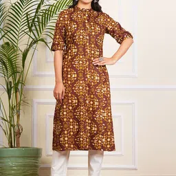 Krati Creations Women Geometric Printed Daily Cotton Straight Kurta-picture-47