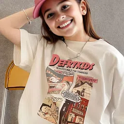 FOREVER FRIDAY Girls Graphic Printed Printed Round Neck Cotton T-shirt-picture-16