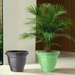 Kuber Industries 2-Pcs Green & Black Durable Planters-99