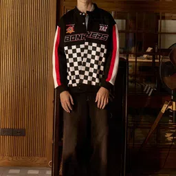 Bonkers Corner Men Checked Varsity Jacket-30