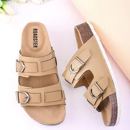 The Roadster Lifestyle Co Women Open Toe Casual Cushioned Flats With Buckle-image-14