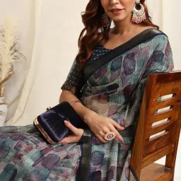Printed Kota Doria Polyester Saree-image-14