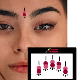Comet Busters 5 Pcs Reusable Designer Bindis - Pink & Black image 3