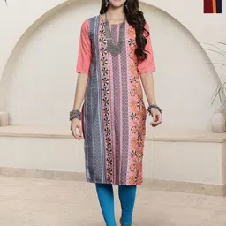 HERE&NOW Women Pack of-2 Ethnic Motifs Printed Crepe Kurta-14